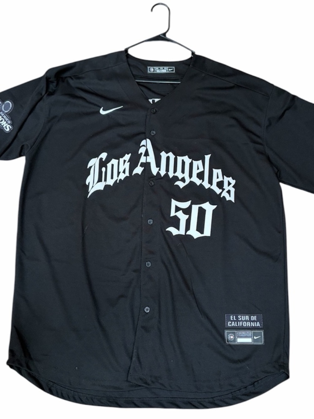 Los Angeles Black Baseball Jersey - Number 50 Betts dodgers jersey LA patches